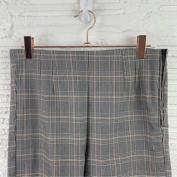 Zara Gray Plaid High Waist Flat Front Skinny Trousers Academia University SZ M - Picture 2 of 13